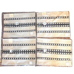 4 Beige Brown Beige Striped Cloth Woven Placemats Navaho 18x13 Cotton Sonoma NEW